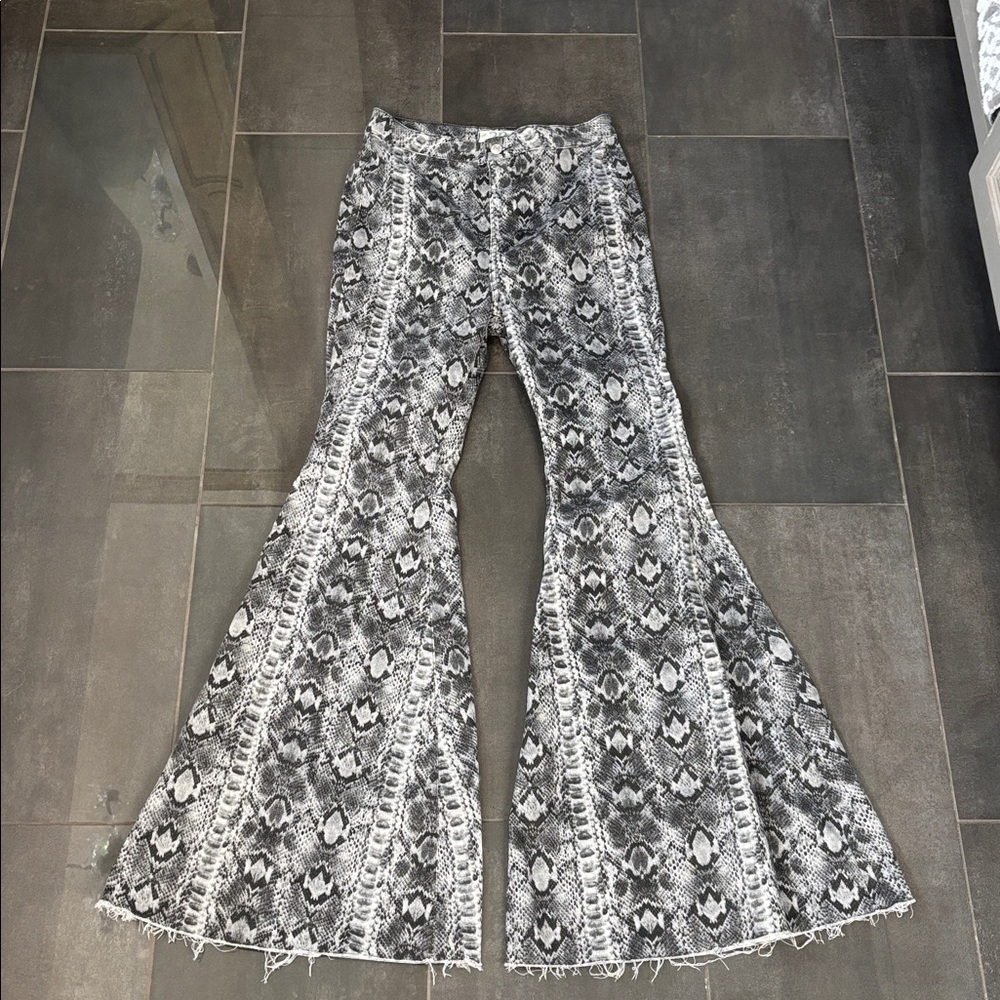We The Free Snake Print Patterned Bellbottoms - image 4
